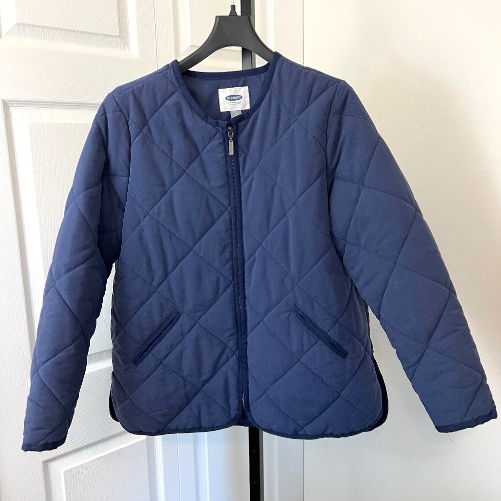 Old Navy Collarless Quilted Jacket Size Large - Picture 1 of 10